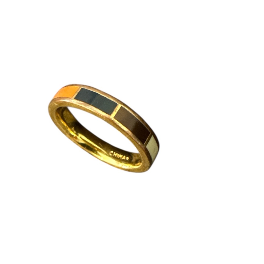 Coach Gold and Green Enamel Ring